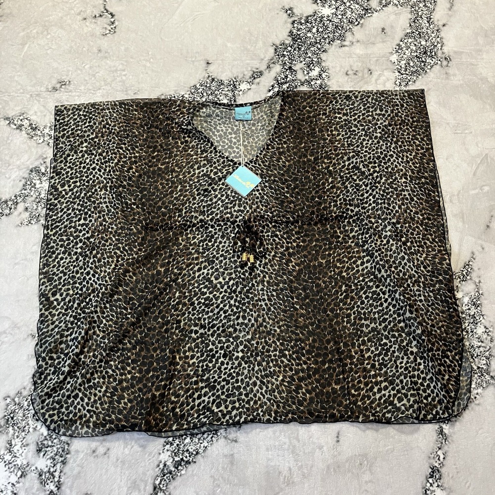 Letarte Cover Up Womens Size Small Leopard Multicolor‎ Print Mesh Beach